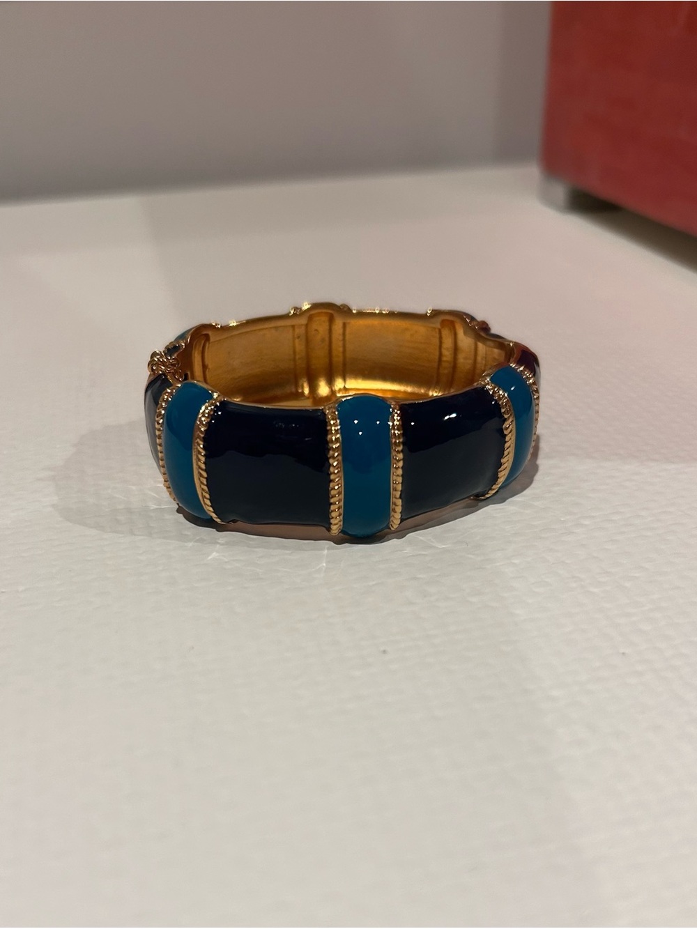 J.Crew Vintage! Rare! Tone Navy & Teal Enamel Bracelet. Excellent Condition!